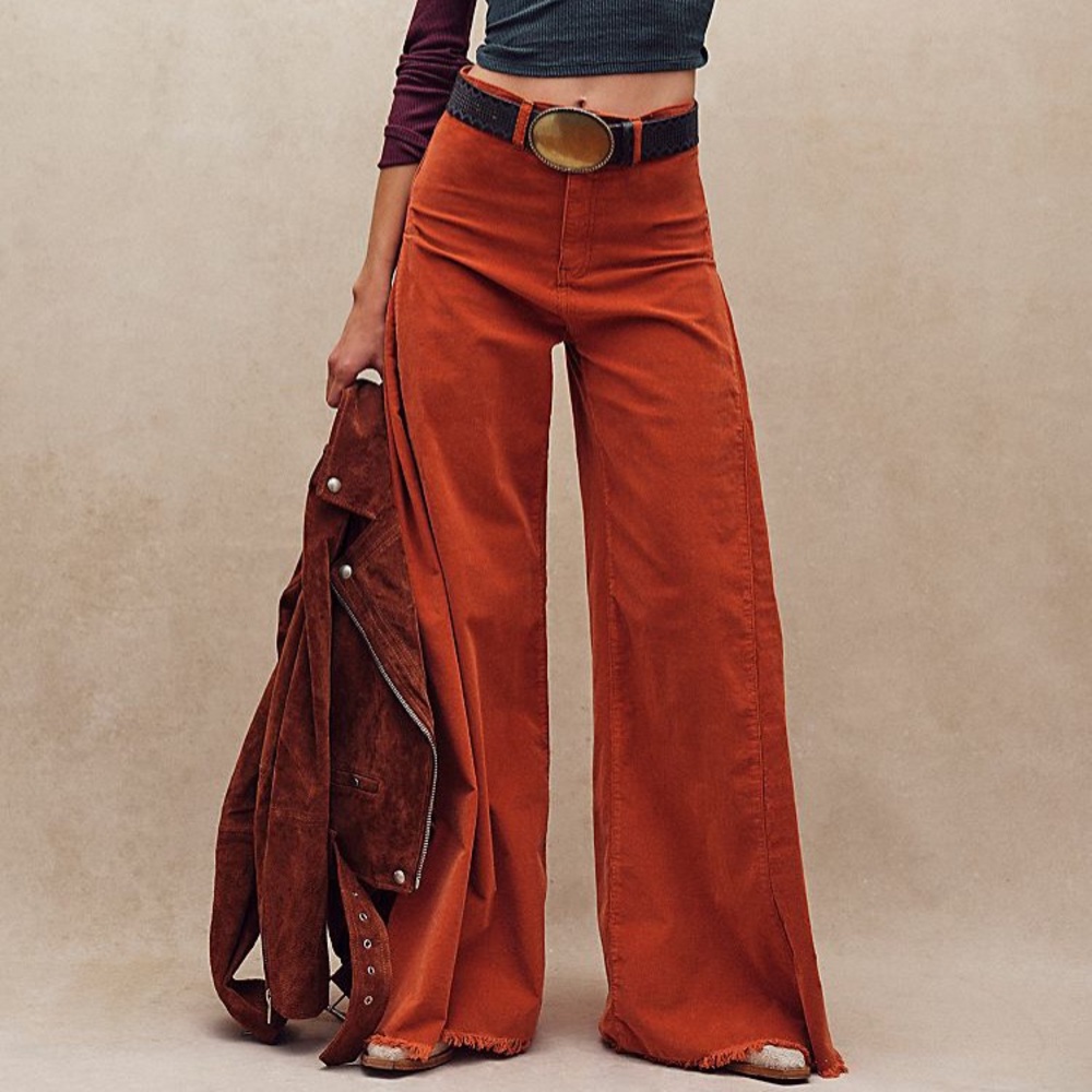 Free People wide leg corduroy pants size 27